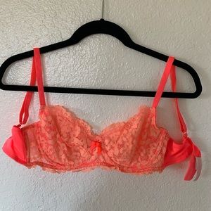 “Very Sexy” orange lace matching bra and thong